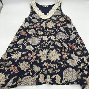 Umgee Dress Size Small Floral Navy Lace Tunic Sleeveless Boho Womens